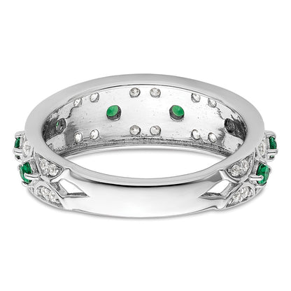 14k White Gold 1/2 Ct. Lab Grown Diamond VS/SI+ G+ and Lab Created Emerald Ring