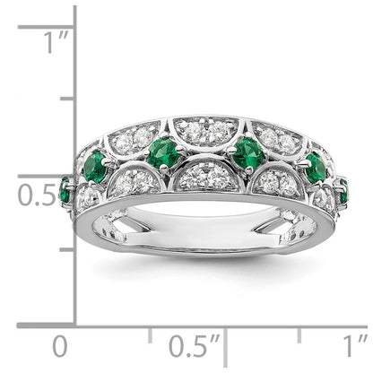 14k White Gold 1/2 Ct. Lab Grown Diamond VS/SI+ G+ and Lab Created Emerald Ring