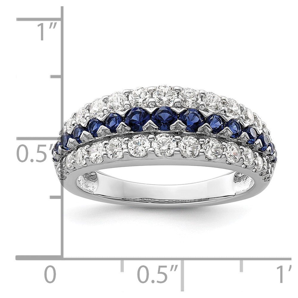 14k White Gold 7/8 Ct. Lab Grown Diamond VS/SI+ G+ and Lab Created Blue Sapphire Fashion Ring