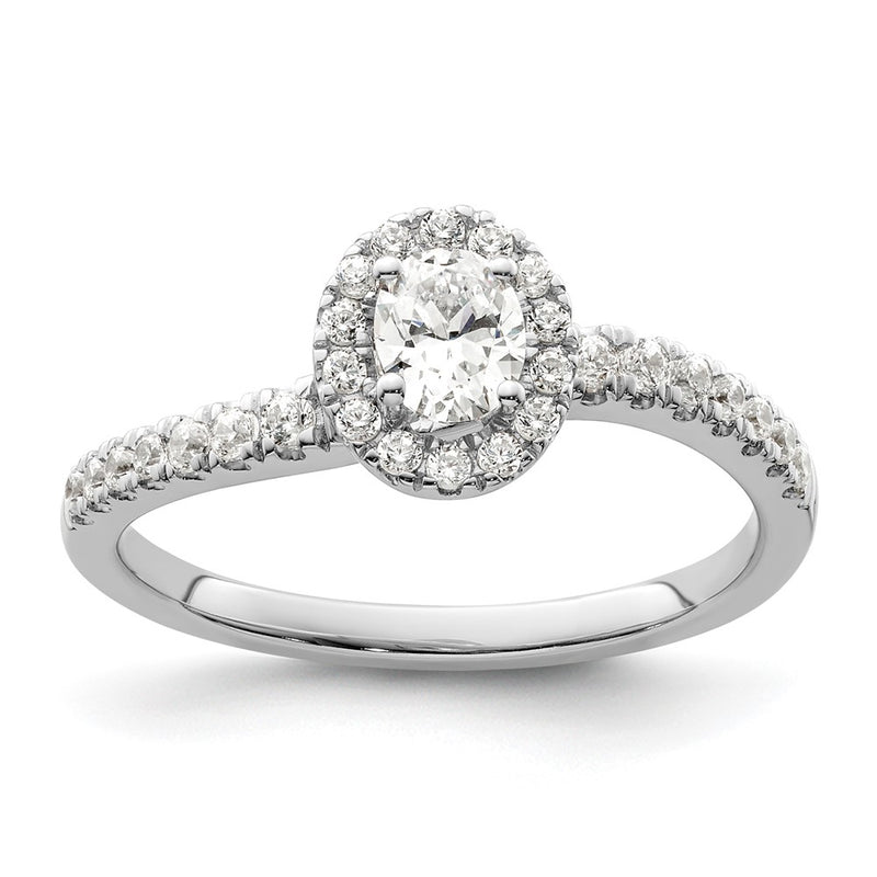 14K White Gold Lab Grown VS/SI+ G+ Diamond Two Promises Halo Engagement Ring