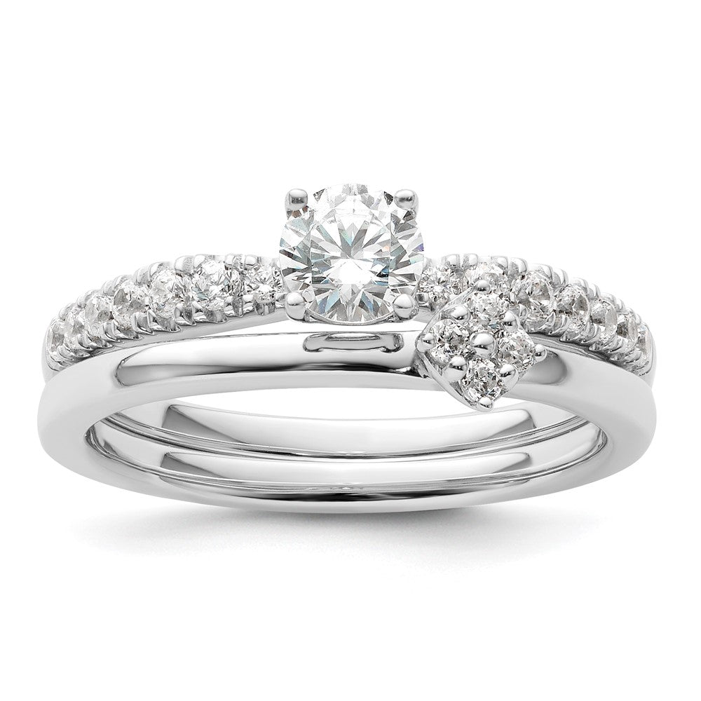 14K White Gold Lab Grown VS/SI FGH Dia Two Promises Complete Eng Ring