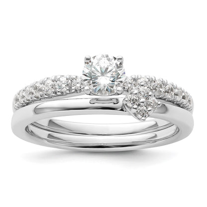 14K White Gold Lab Grown VS/SI FGH Dia Two Promises Complete Eng Ring