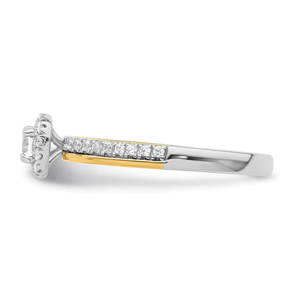 14K Two-Tone Lab Grown VS/SI+ G+ Dia Two Promises Halo Complete Eng Ring