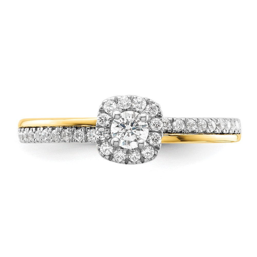14K Two-Tone Lab Grown VS/SI+ G+ Dia Two Promises Halo Complete Eng Ring