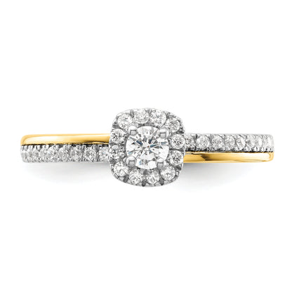 14K Two-Tone Lab Grown VS/SI+ G+ Diamond Two Promises Halo Engagement Ring