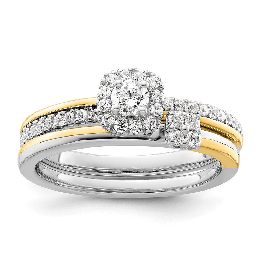14K Two-Tone Lab Grown VS/SI+ G+ Dia Two Promises Halo Complete Eng Ring