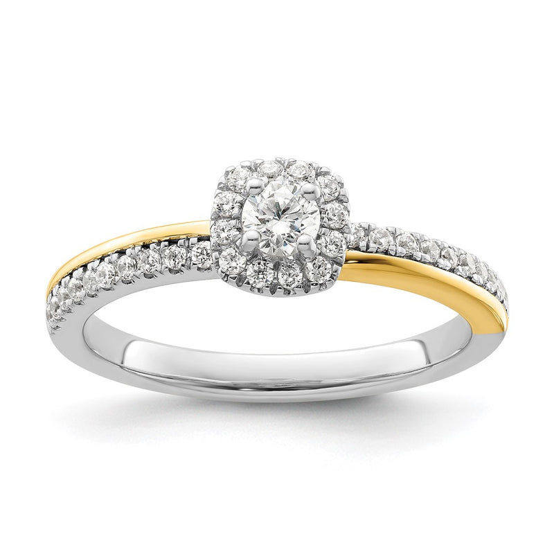 14K Two-Tone Lab Grown VS/SI+ G+ Dia Two Promises Halo Complete Eng Ring