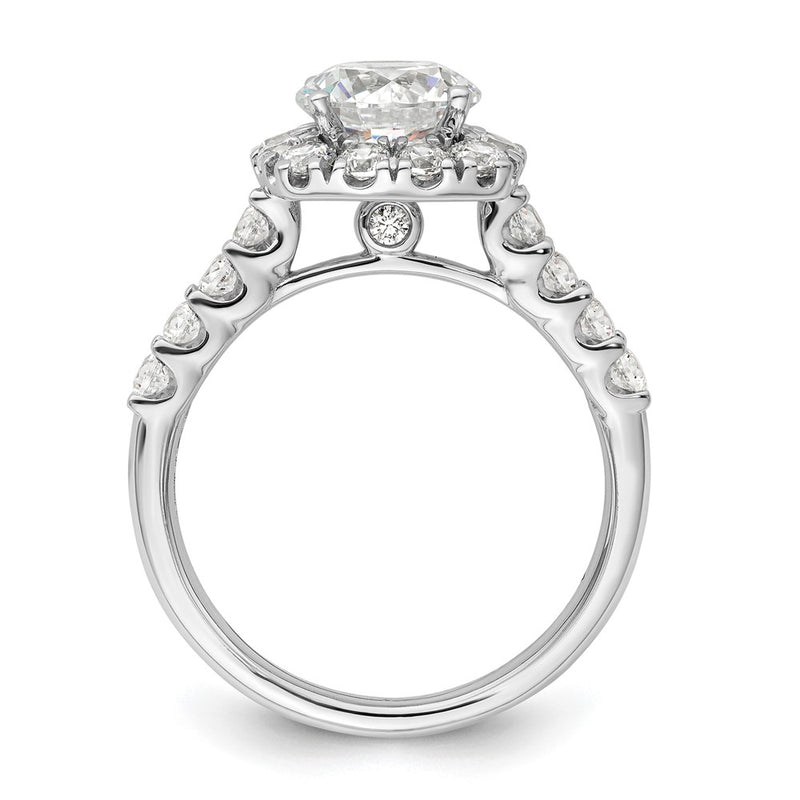 14K White Gold 1 Carat Lab Grown Diamond Vs/Si+ G+ 1/2 Center Round Semi Mount Halo Engagement Ring
