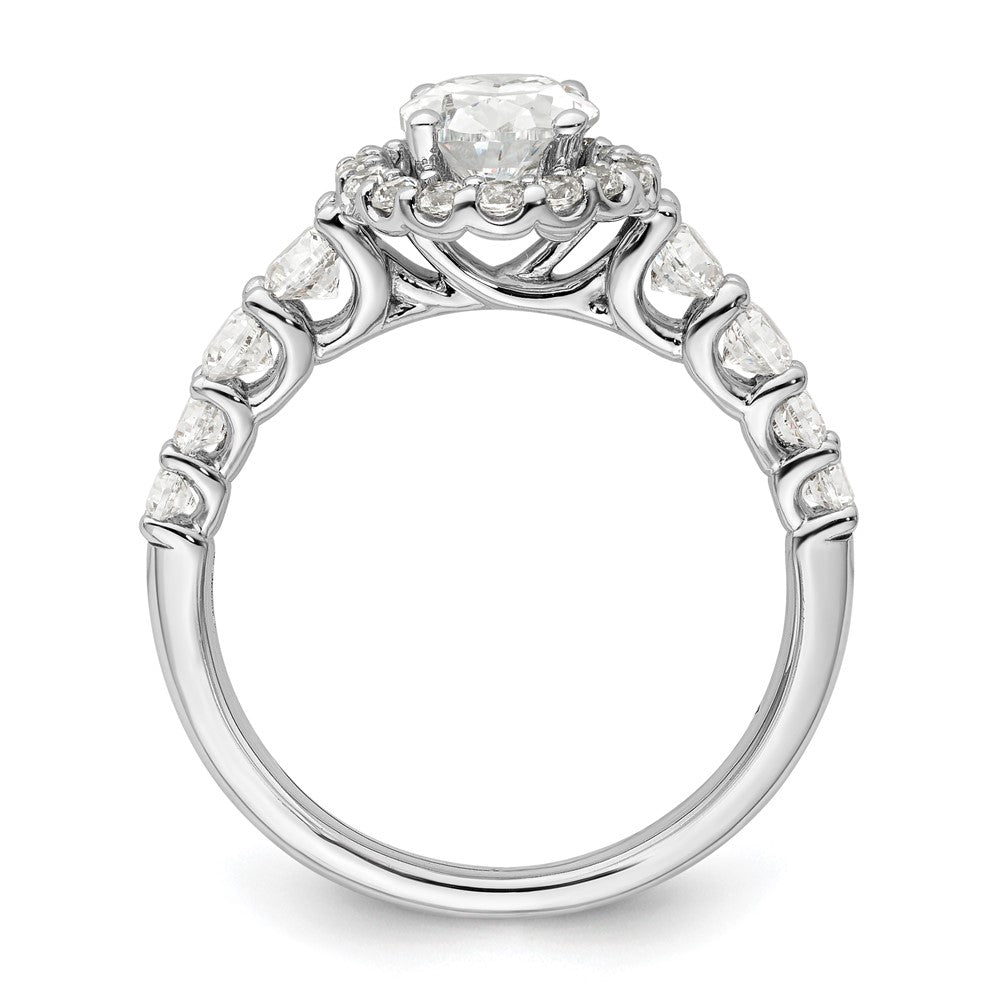 14k White Gold 7/8 Ct. Lab Grown Diamond VS/SI+ G+ 1 Ct. Center Oval Semi Mount Engagement Ring