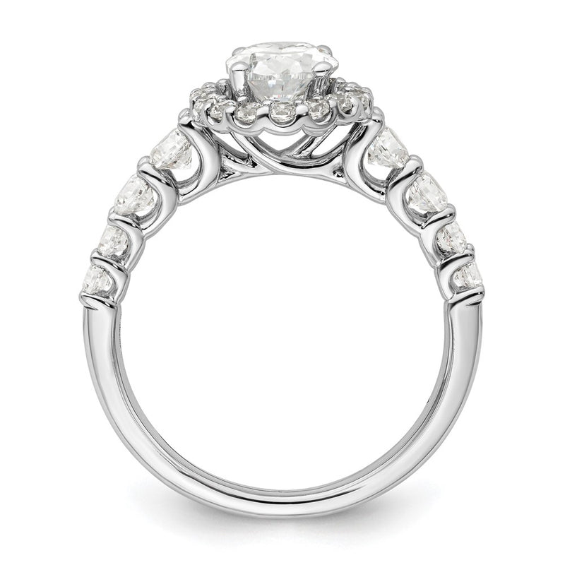 14k White Gold 7/8 Ct. Lab Grown Diamond VS/SI+ G+ 1 Ct. Center Oval Semi Mount Engagement Ring