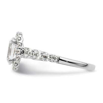 14k White Gold 7/8 Ct. Lab Grown Diamond VS/SI+ G+ 1 Ct. Center Oval Semi Mount Engagement Ring