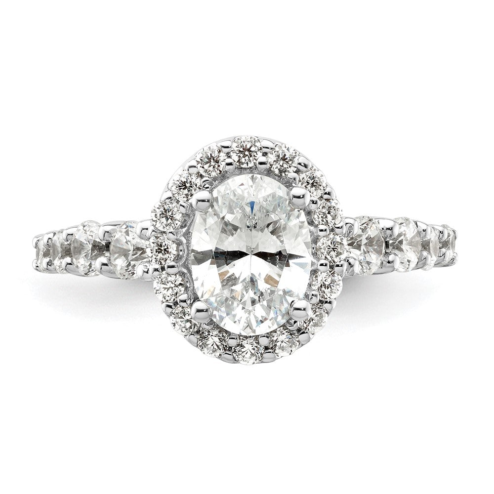 14k White Gold 7/8 Ct. Lab Grown Diamond VS/SI+ G+ 1 Ct. Center Oval Semi Mount Engagement Ring
