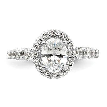 14k White Gold 7/8 Ct. Lab Grown Diamond VS/SI+ G+ 1 Ct. Center Oval Semi Mount Engagement Ring