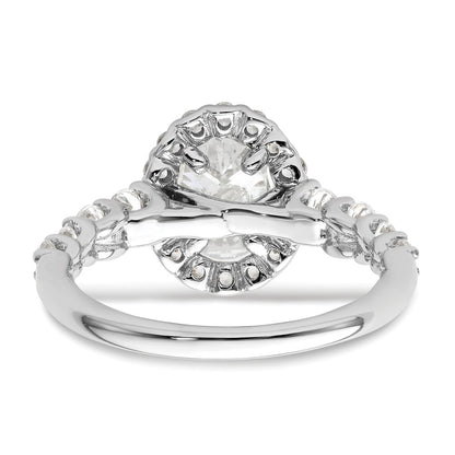 14k White Gold 7/8 Ct. Lab Grown Diamond VS/SI+ G+ 1 Ct. Center Oval Semi Mount Engagement Ring