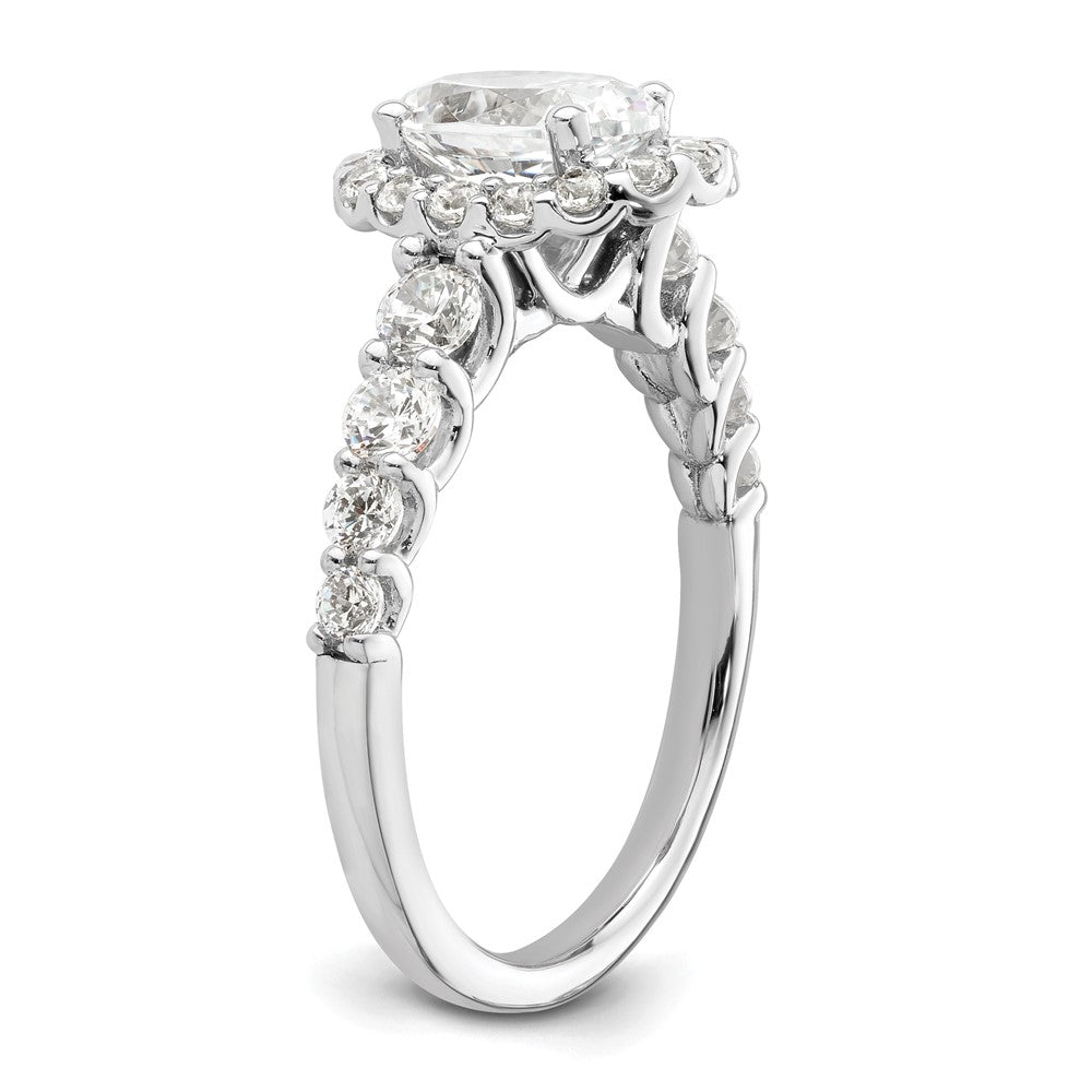 14k White Gold 7/8 Ct. Lab Grown Diamond VS/SI+ G+ 1 Ct. Center Oval Semi Mount Engagement Ring