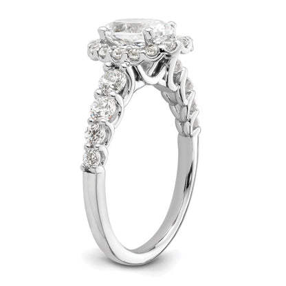 14k White Gold 7/8 Ct. Lab Grown Diamond VS/SI+ G+ 1 Ct. Center Oval Semi Mount Engagement Ring
