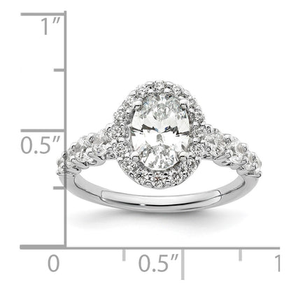 14k White Gold 7/8 Ct. Lab Grown Diamond VS/SI+ G+ 1 Ct. Center Oval Semi Mount Engagement Ring
