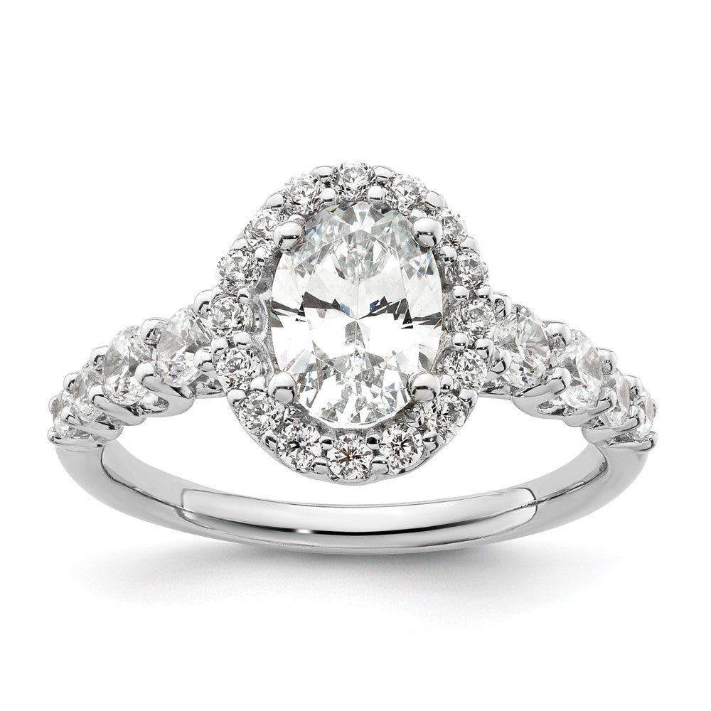 14k White Gold 7/8 Ct. Lab Grown Diamond VS/SI+ G+ 1 Ct. Center Oval Semi Mount Engagement Ring