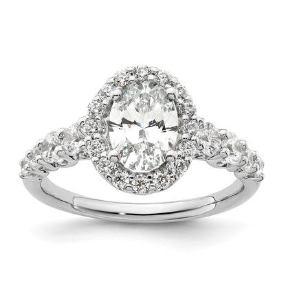 14k White Gold 7/8 Ct. Lab Grown Diamond VS/SI+ G+ 1 Ct. Center Oval Semi Mount Engagement Ring