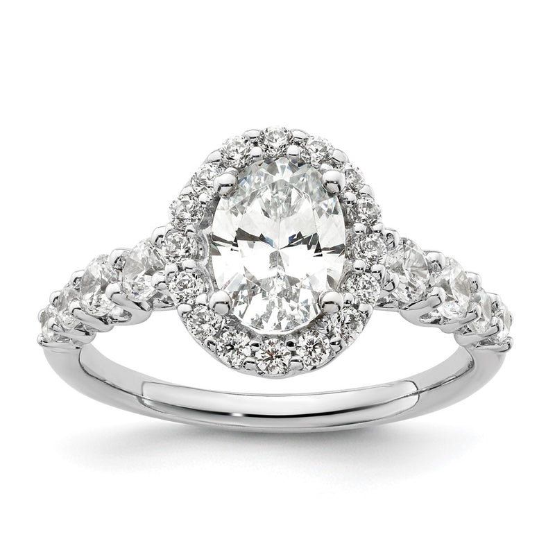 14k White Gold 7/8 Ct. Lab Grown Diamond VS/SI+ G+ 1 Ct. Center Oval Semi Mount Engagement Ring