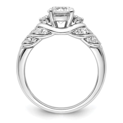 14k White Gold 1/3 Ct. Lab Grown Diamond VS/SI+ G+ 1 Ct. Center Round Shared Prong Engagement Ring