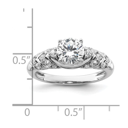 14k White Gold 1/3 Ct. Lab Grown Diamond VS/SI+ G+ 1 Ct. Center Round Shared Prong Engagement Ring