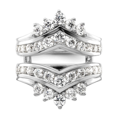 14k White Gold 2 1/3 Ct. Lab Grown Diamond VS/SI+ G+ Complete Double Row Ring Guard