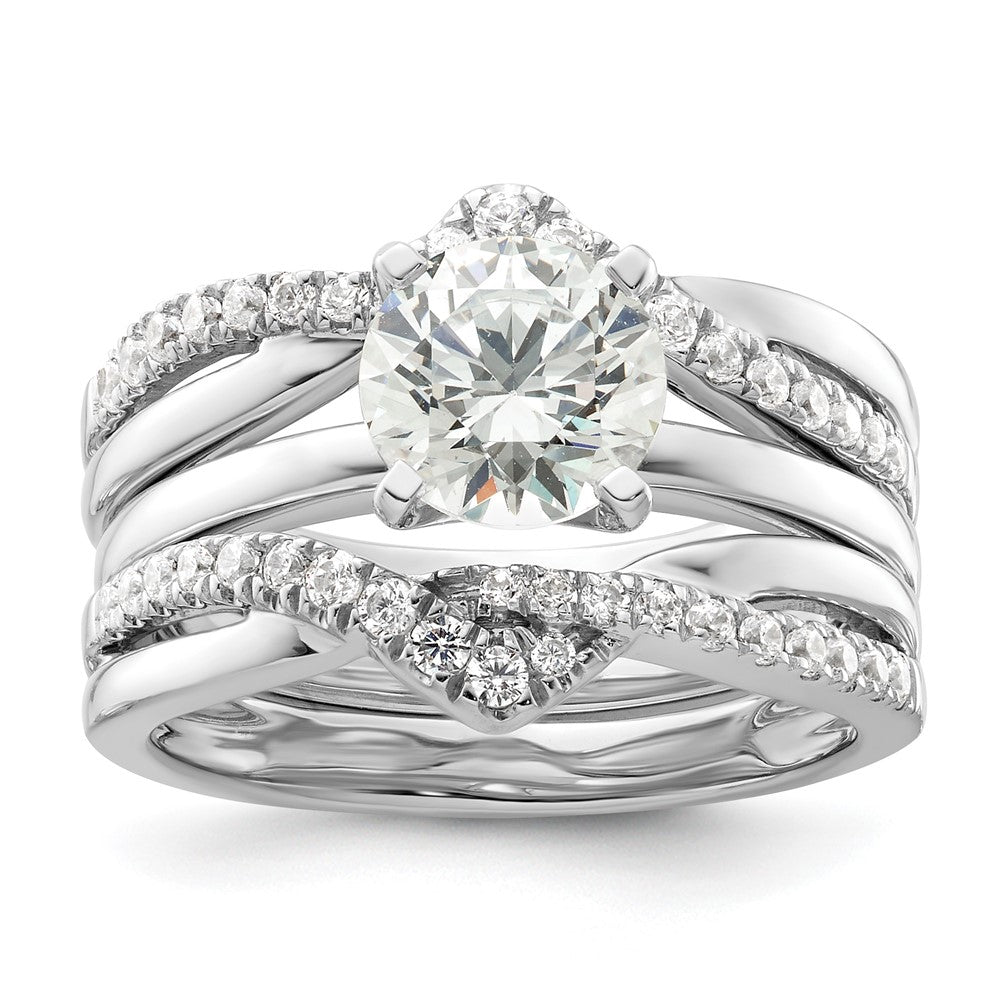 14K White Gold 3/8 Carat Lab Grown Diamond Vs/Si+ G+ Complete Twisted Ring Guard