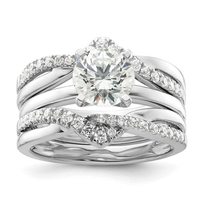 14K White Gold 3/8 Carat Lab Grown Diamond Vs/Si+ G+ Complete Twisted Ring Guard