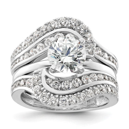 14k White Gold 1 1/5 Ct. Lab Grown Diamond VS/SI+ G+ Double Row Ring Guard