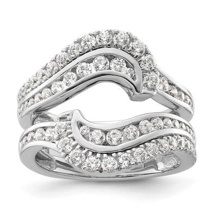 14k White Gold 1 1/5 Ct. Lab Grown Diamond VS/SI+ G+ Double Row Ring Guard