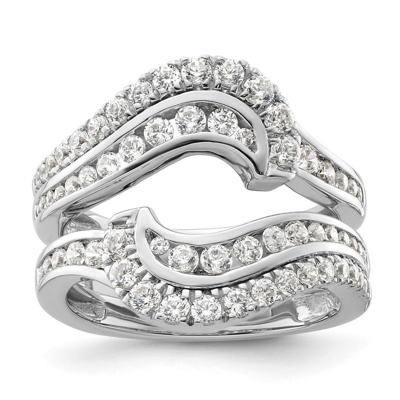 14k White Gold 1 1/5 Ct. Lab Grown Diamond VS/SI+ G+ Double Row Ring Guard