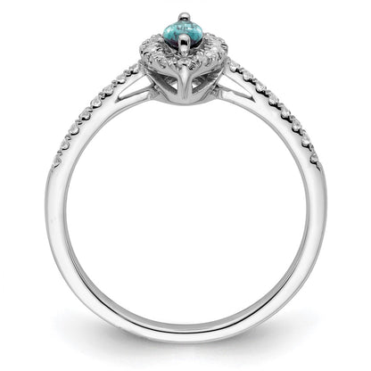 14k White Gold 1/5 Ct. Lab Grown Diamond VS/SI+ G+ and Lab Created Alexandrite June Birthstone Ring