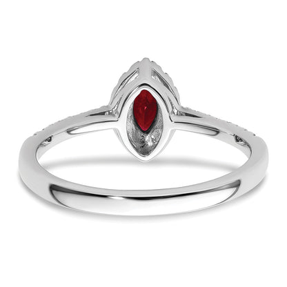 14k White Gold 1/5 Ct. Lab Grown Diamond VS/SI+ G+ and Lab Created Ruby July Birthstone Ring