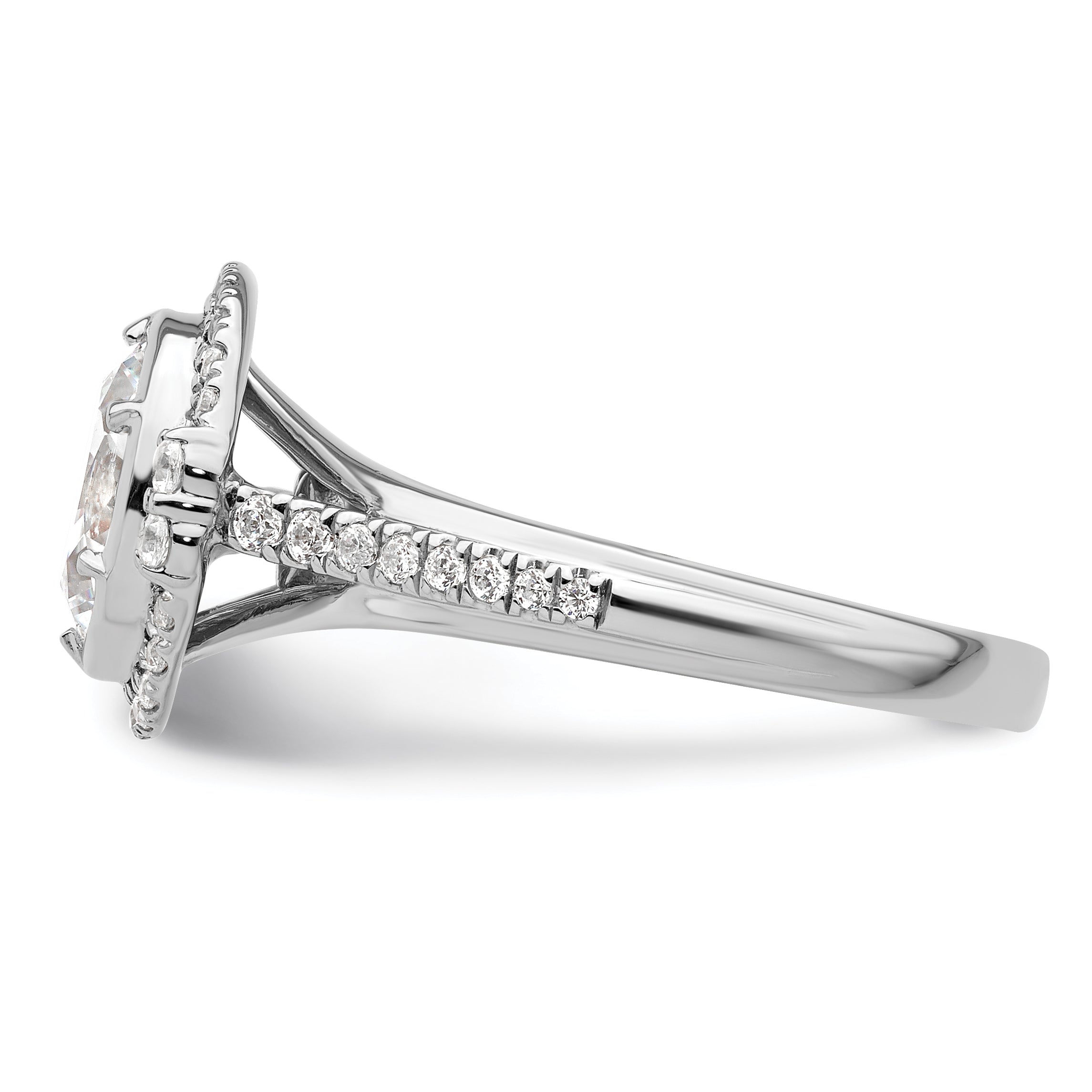 14K White Gold True Origin 1/3 Carat Lab Grown Diamond Vs D E F Semi Mount Oval Fancy Halo Engagement Ring