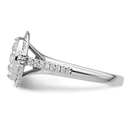 14K White Gold True Origin 1/3 Carat Lab Grown Diamond Vs D E F Semi Mount Oval Fancy Halo Engagement Ring