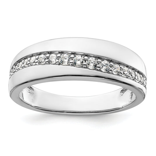 14K White Gold True Origin Men'S 3/8 Carat Lab Grown Diamond Vs D E F Band