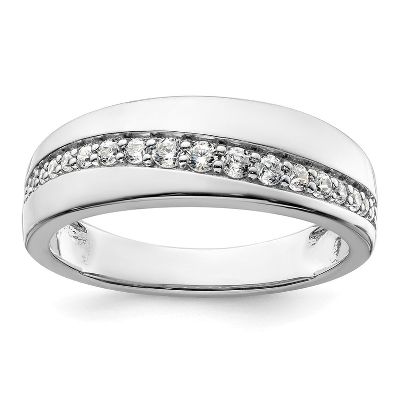 14K White Gold True Origin Men'S 3/8 Carat Lab Grown Diamond Vs D E F Band