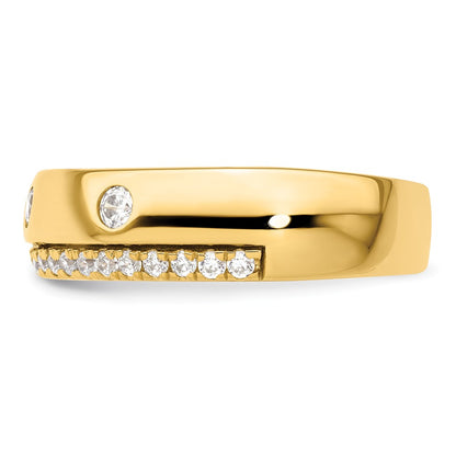 True Origin 14K Yellow Gold Men's 1/2 carat Lab Grown Diamond VS+ F+ Complete Wedding Band Ring