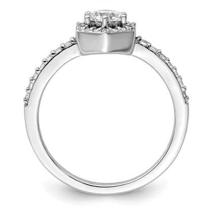 14k White Gold 5/8 Ct. Lab Grown Diamond VS/SI+ G+ Round Geometric Halo Engagement Ring