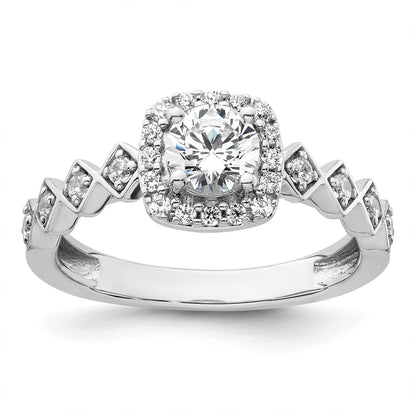 14k White Gold 3/4 Ct. Lab Grown Diamond VS/SI+ G+ Round Halo Engagement Ring