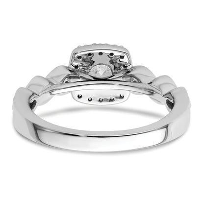 14k White Gold 7/8 Ct. Lab Grown Diamond VS/SI+ G+ Round Halo Engagement Ring
