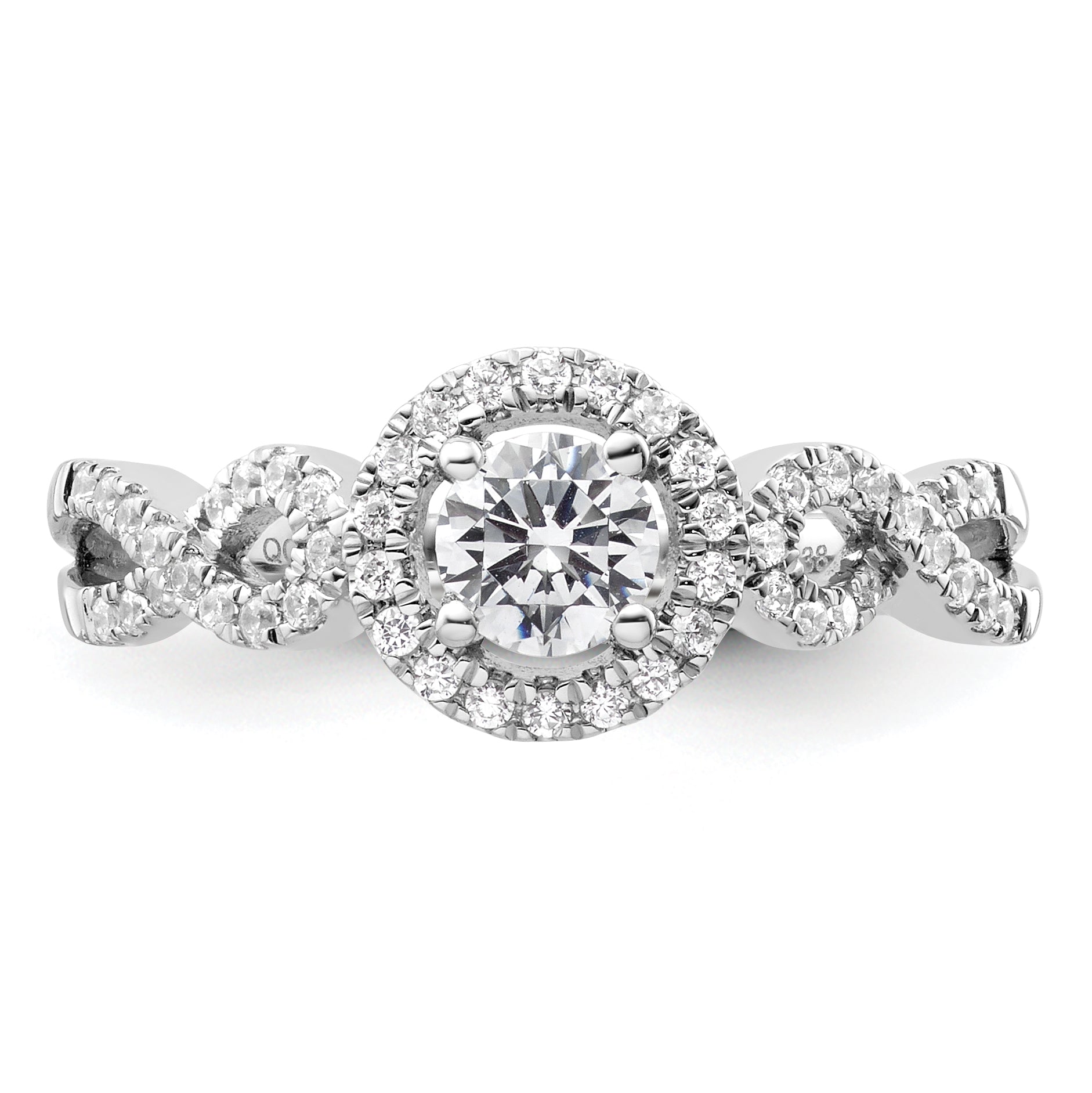 14k White Gold 5/8 Ct. Lab Grown Diamond VS/SI+ G+ Round Fancy Halo Engagement Ring