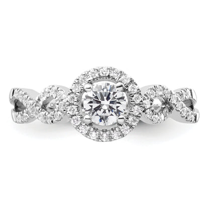14k White Gold 5/8 Ct. Lab Grown Diamond VS/SI+ G+ Round Fancy Halo Engagement Ring
