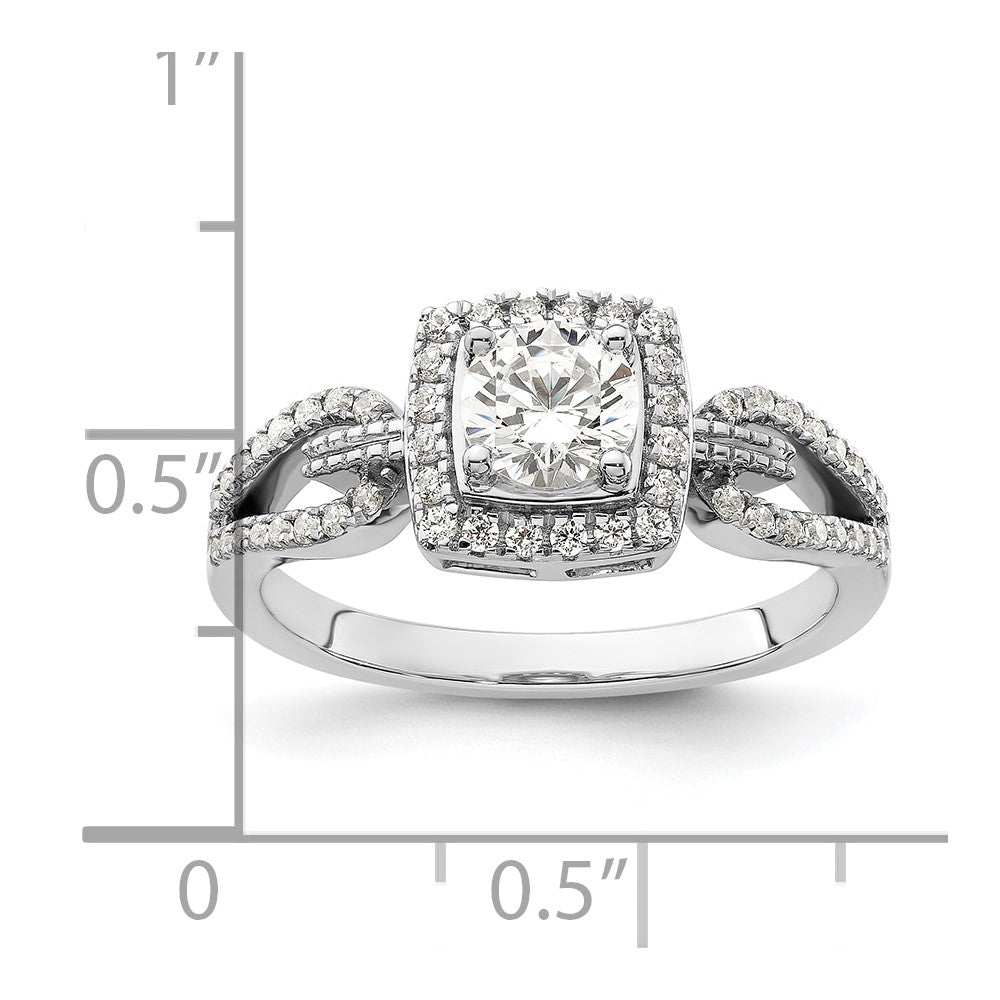 14k White Gold 3/4 Ct. Lab Grown Diamond VS/SI+ G+ Round Halo Engagement Ring