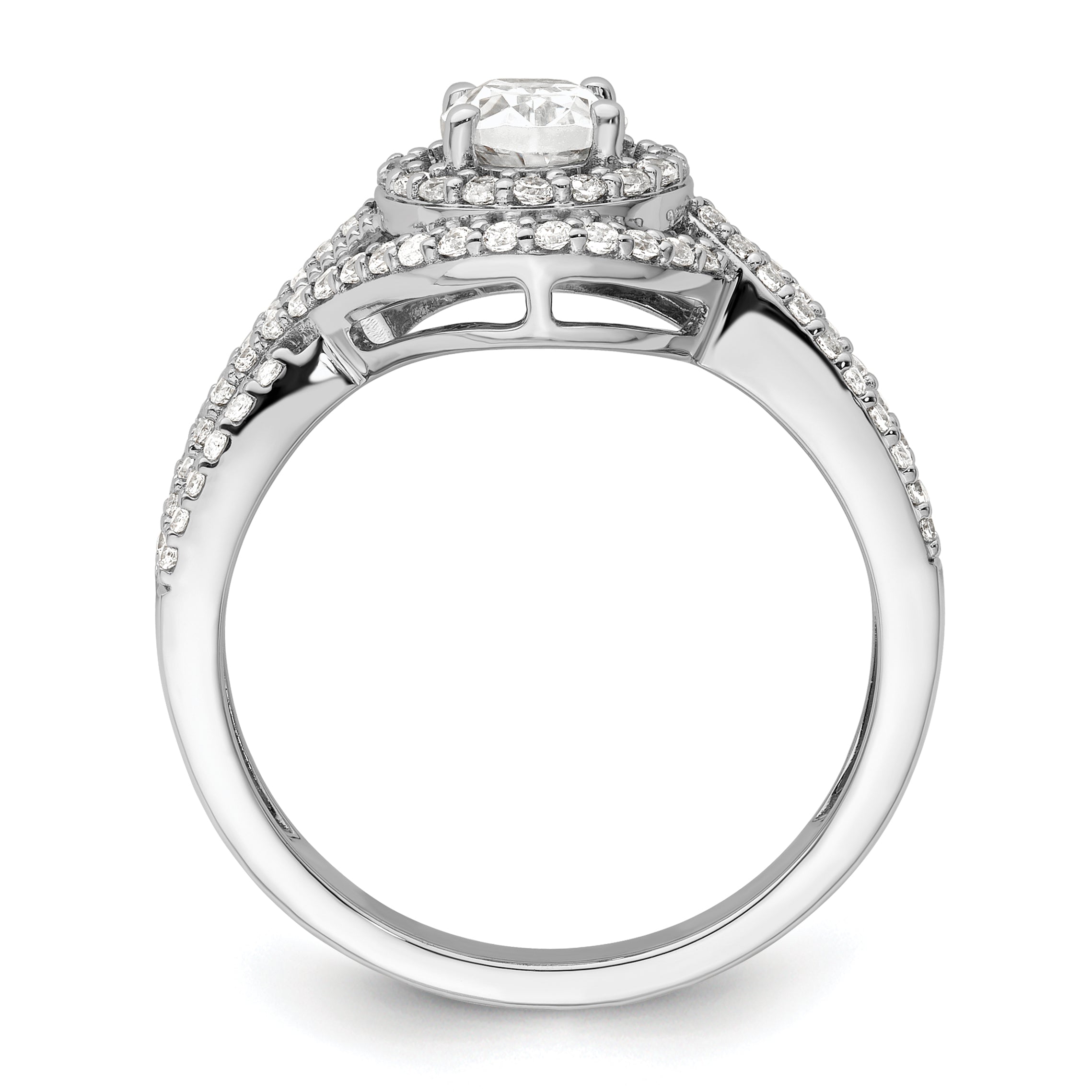 14K White Gold Lab Grown VS/SI FGH Diamond Oval Halo Semi-Mout Engagement Ring