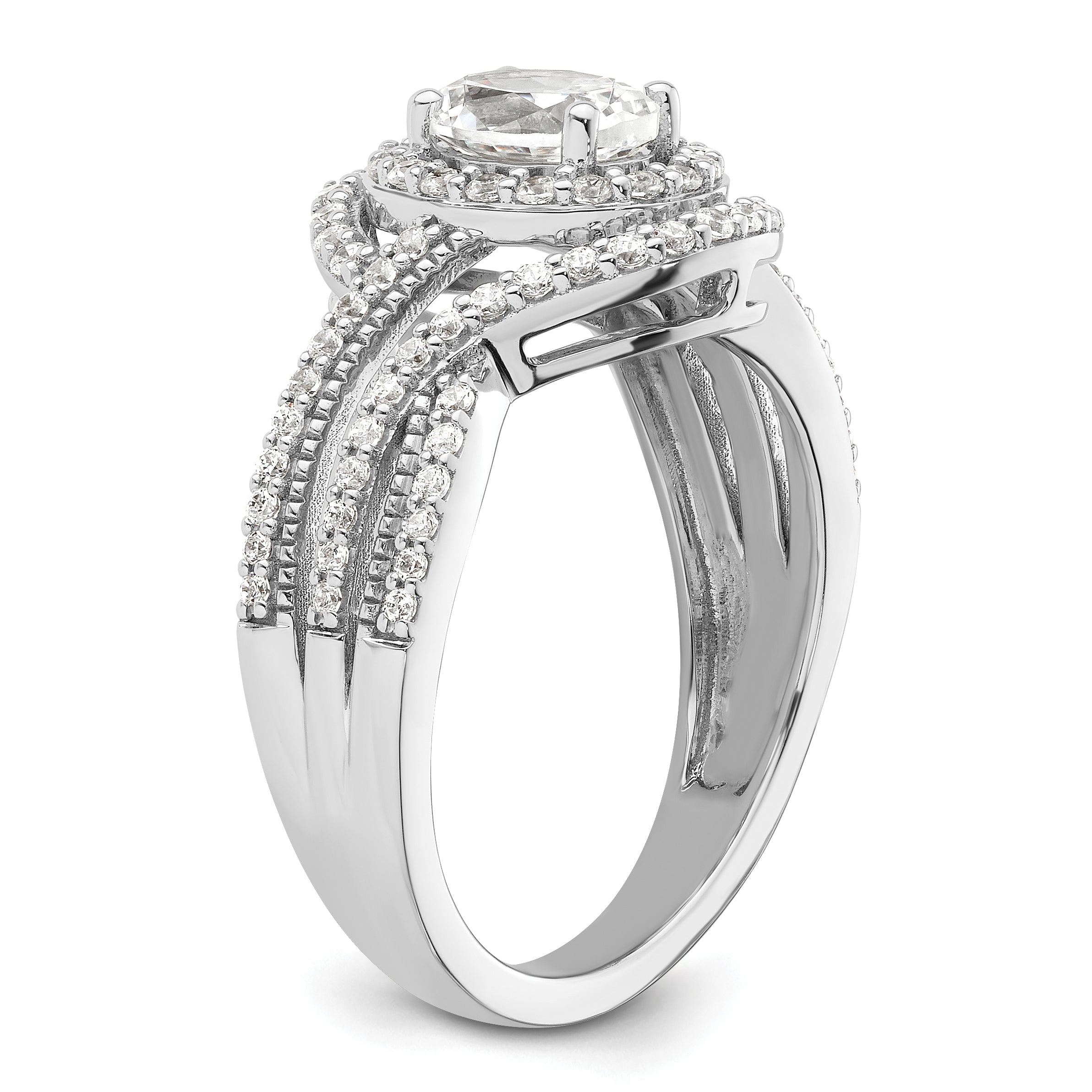 14K White Gold Lab Grown VS/SI FGH Diamond Oval Halo Semi-Mout Engagement Ring