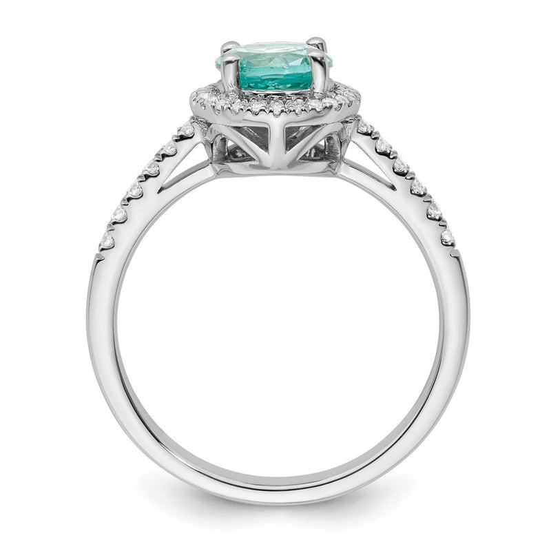 Pure Serenity 14k White Gold 1/5 Ct. Lab Grown Diamond VS/SI+ G+ and Lab Created Paraiba Ring