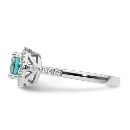 Pure Serenity 14k White Gold 1/5 Ct. Lab Grown Diamond VS/SI+ G+ and Lab Created Paraiba Ring