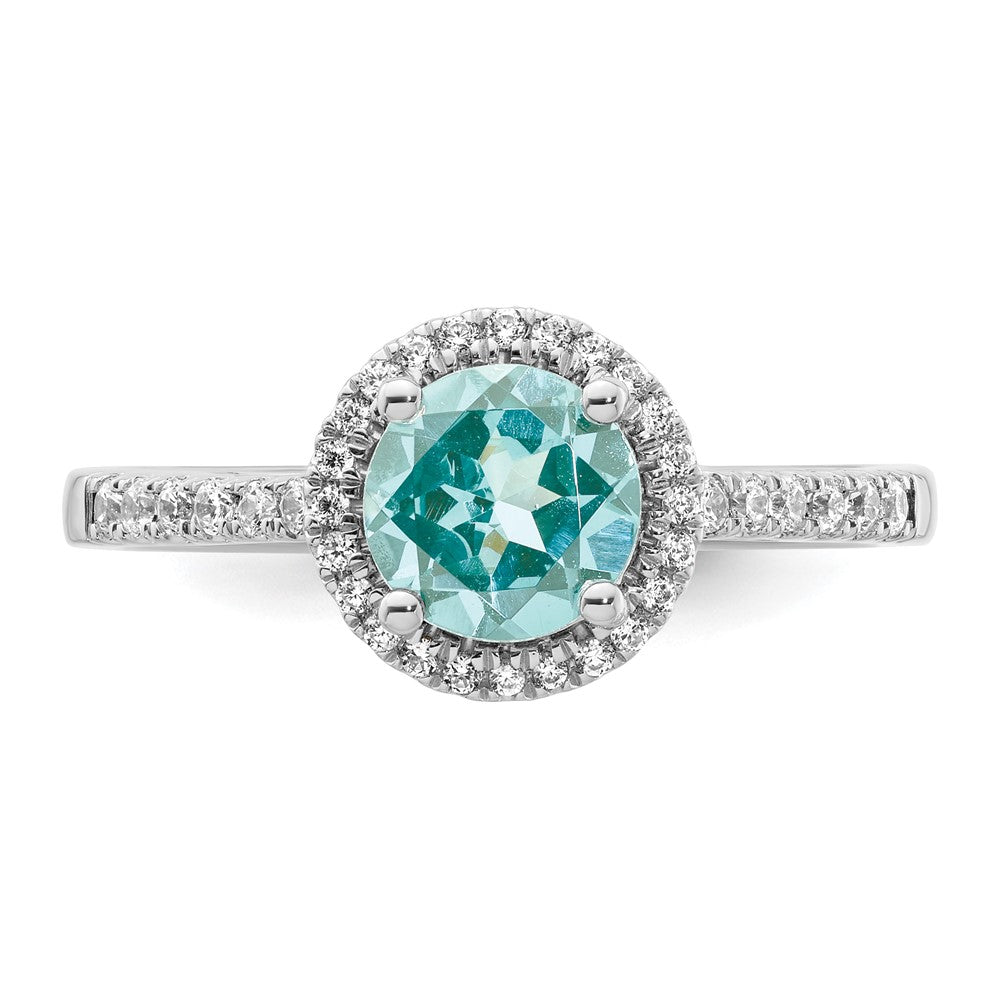 Pure Serenity 14k White Gold 1/5 Ct. Lab Grown Diamond VS/SI+ G+ and Lab Created Paraiba Ring